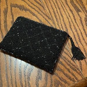 Black beaded small clutch